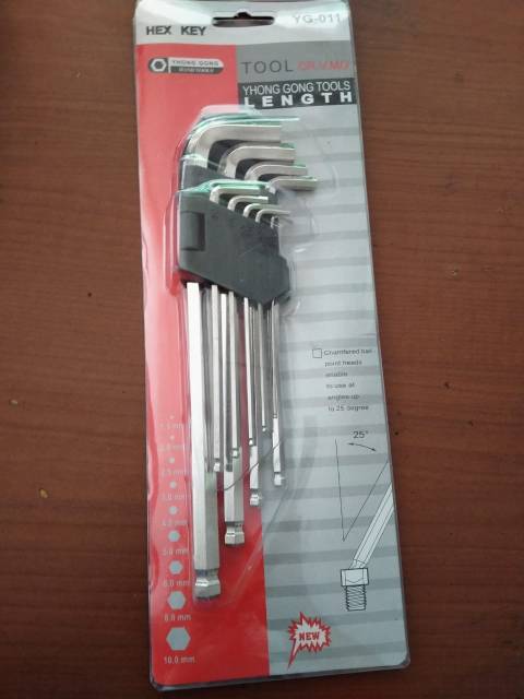 Kunci L Set 9pcs Panjang Murah.. / Kunci L long set / Hex key long/ Kunci L Hex Key Long Set Panjang Ball Point 9 Pcs 9Pc 1,5 - 10mm