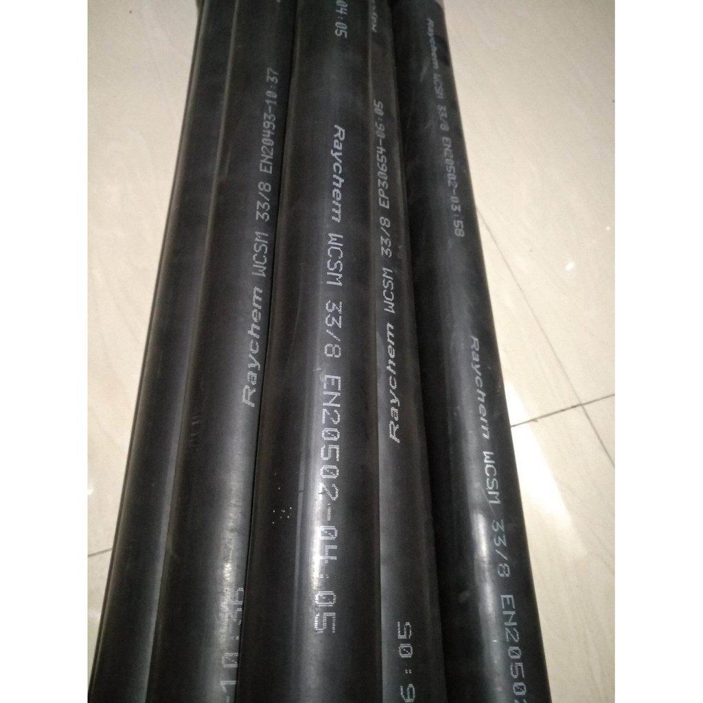 Jual ISOLASI BAKAR RAYCHEM HEAT SHRINK TUBING HEATSHRINKABLE WCSM 33-8 HITAM PANJANG 1MTR Murah