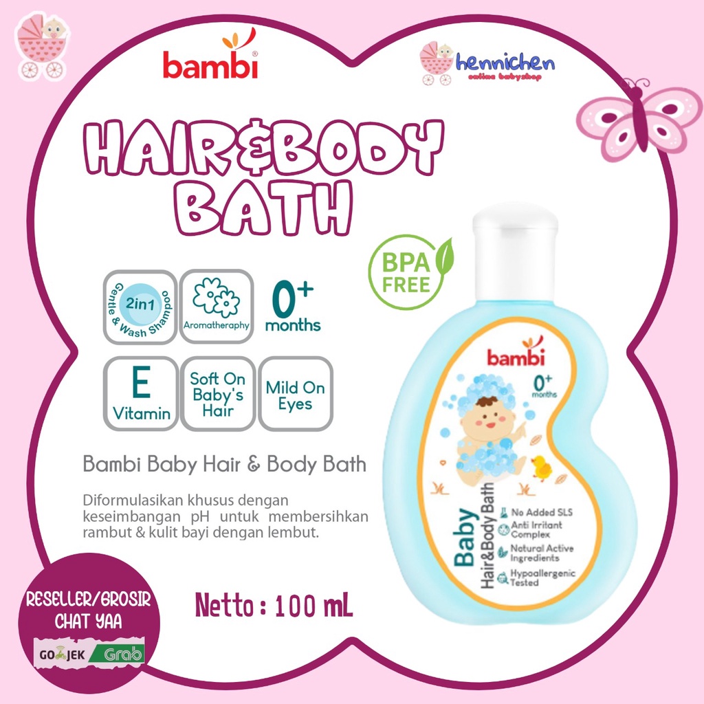 Bambi Baby Hair and Body Bath 100ml 200ml Refill 450ml