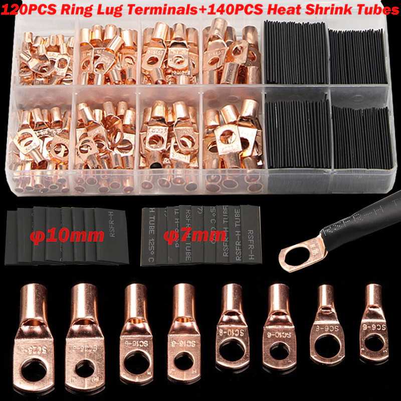 WHDZ Copper Ring Terminal Wire Crimp Connector Kit 120 PCS - SC6-25-Gold