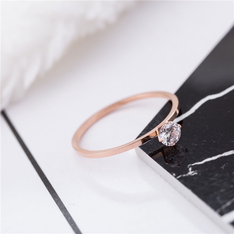 Cincin Titanium Single Diamond Korea Style Fashion Elagan Style