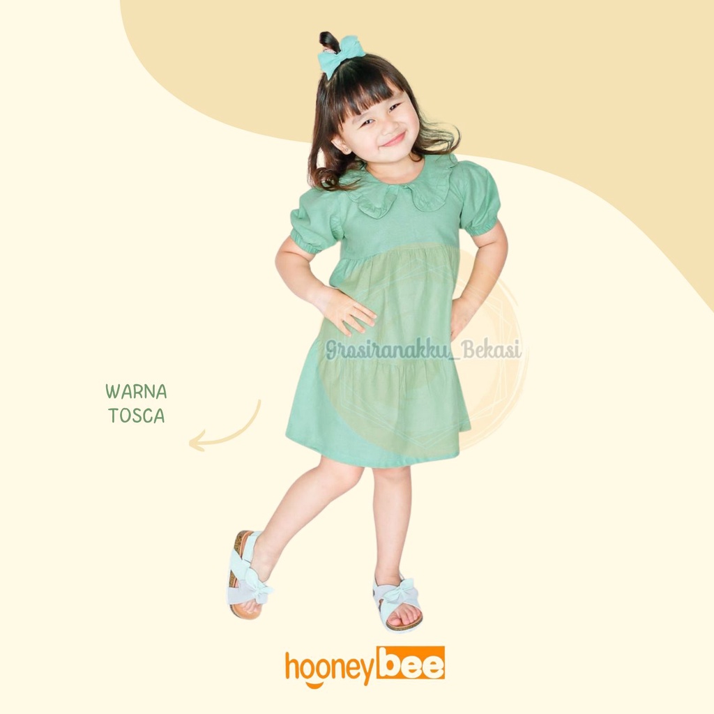 Dress Anak Linen Salsabila Warna Tosca Size 1-5Thn