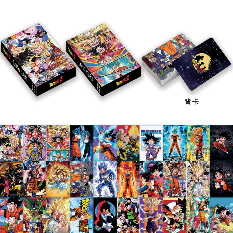 30pcs / Kotak Kartu Lomo Foto Dua Sisi Motif Print Anime Dragon Ball