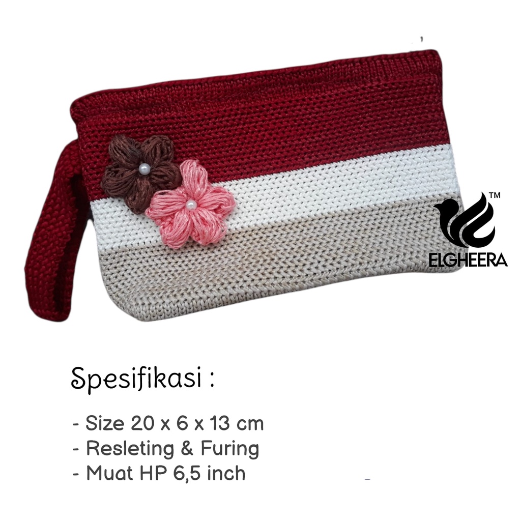 Dompet Rajut Bunga / Dompet HP dan Uang / Pouch Kosmetik