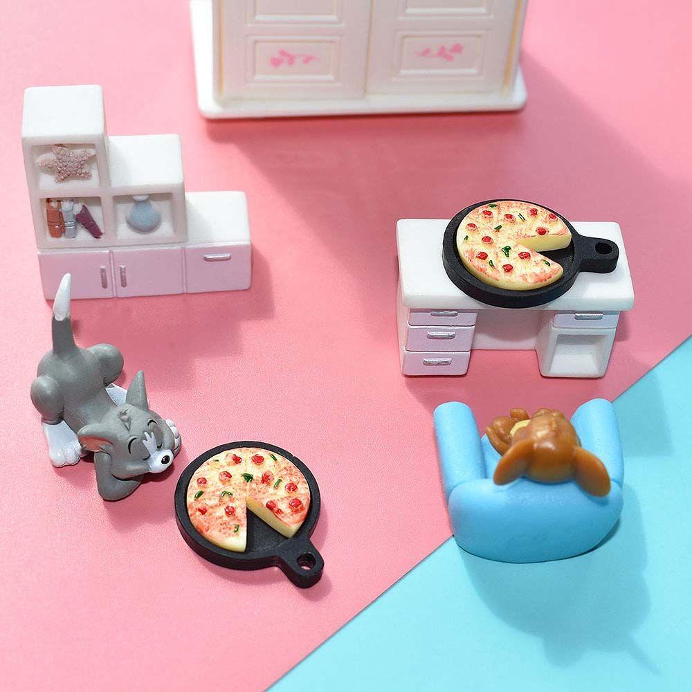 Lanfy Rumah Boneka Miniatur Mini Pizza Plate Plat Besi Pretend Play Mainan Model Dekorasi Rumah Boneka Kerajinan Dapur Mainan Anak