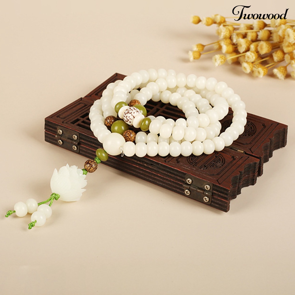 Twowood Men Bracelets Eye-catching Natural Resin Prayer Beads Rope Bracelet for Boy