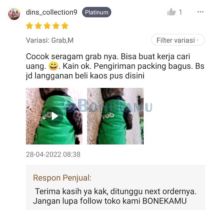 [REKOMENDASI] BAJU KUCING BAJU ANJING KELINCI MOTIF GOJEK GRAB