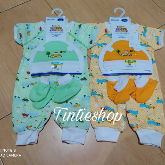 Kodok romper jumper Newborn Bb lucky set topi dan sarung tangan