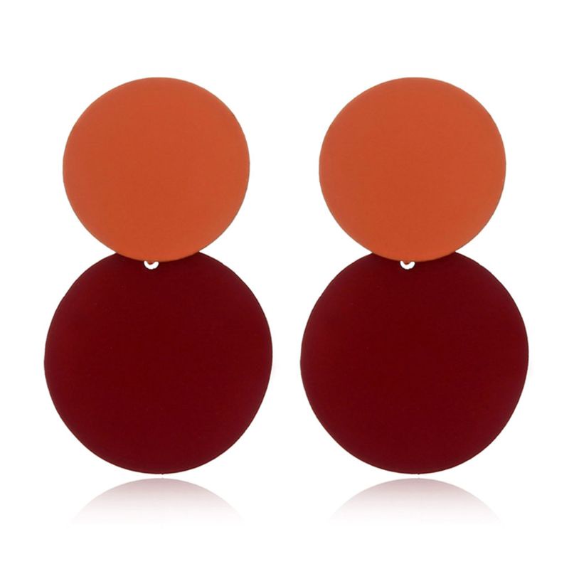 Siy Anting Tusuk Gantung Bahan Akrilik Desain Bulat Warna Ganda Gaya Vintage Kreatif Untuk Wanita