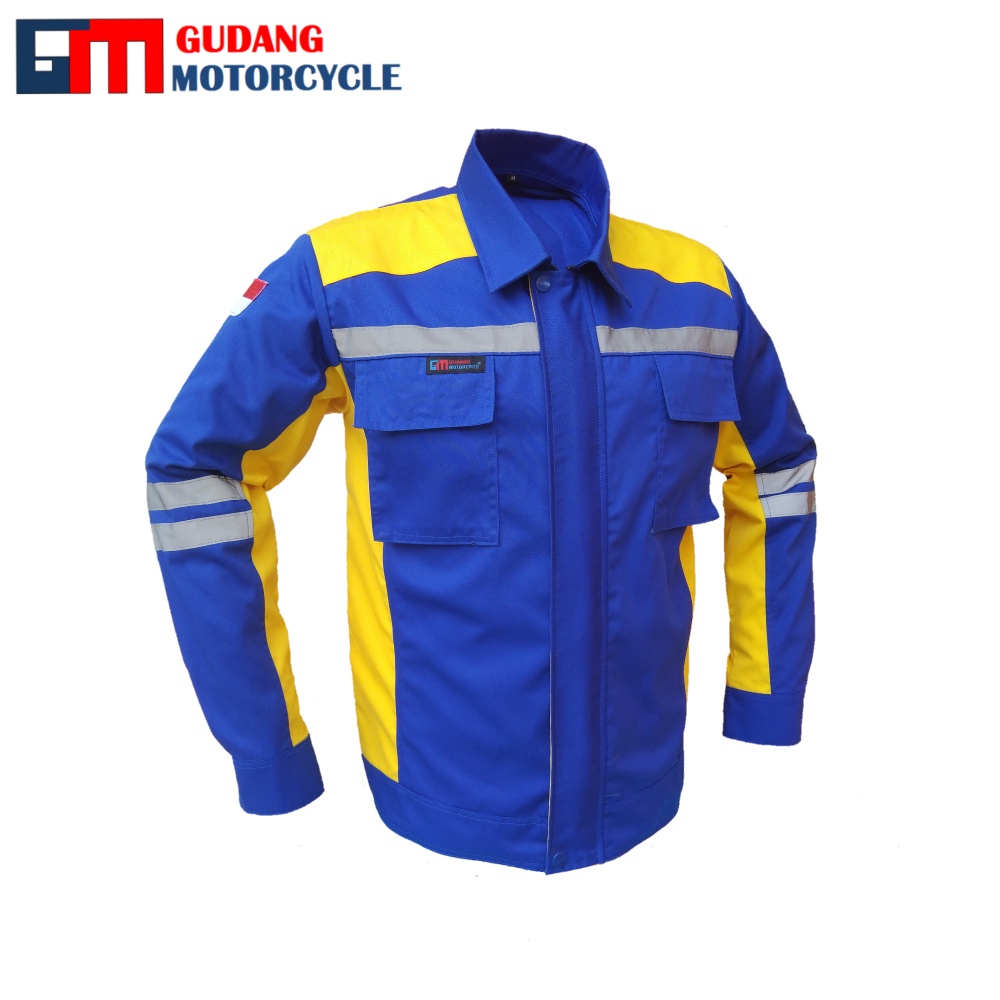 Baju Safety Lengan Panjang Biru Benhur Kombinasi Kuning