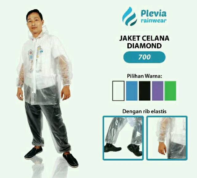 Jas  hujan setelan jacket celana transparan 700 plevia diamond