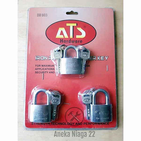 Aneka - KUNCI gembok ATS 40 MM MASTER KEY 3 gembok 1 kunci RUKO GUDANG RUKO AN22