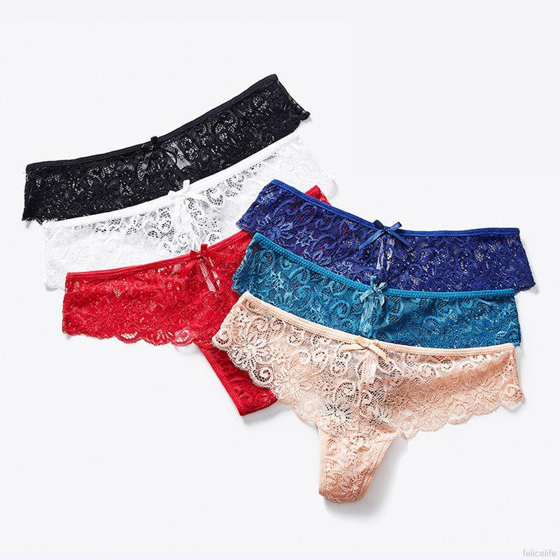  Celana  Dalam  Thong Sexy Model  Low Rise Hollow Bahan Lace 