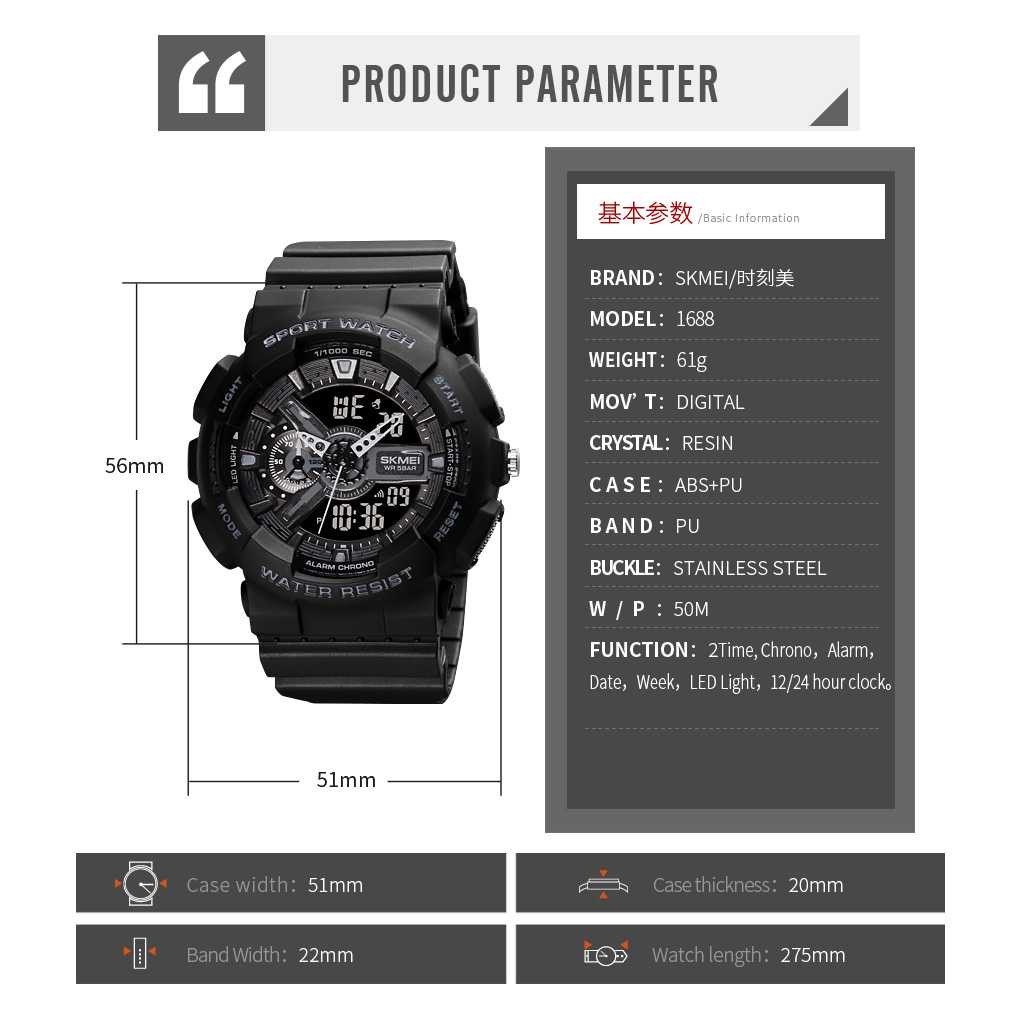 Jam Tangan Pria SKMEI Dual Time S-Shock Men Sport Original AD1688-1