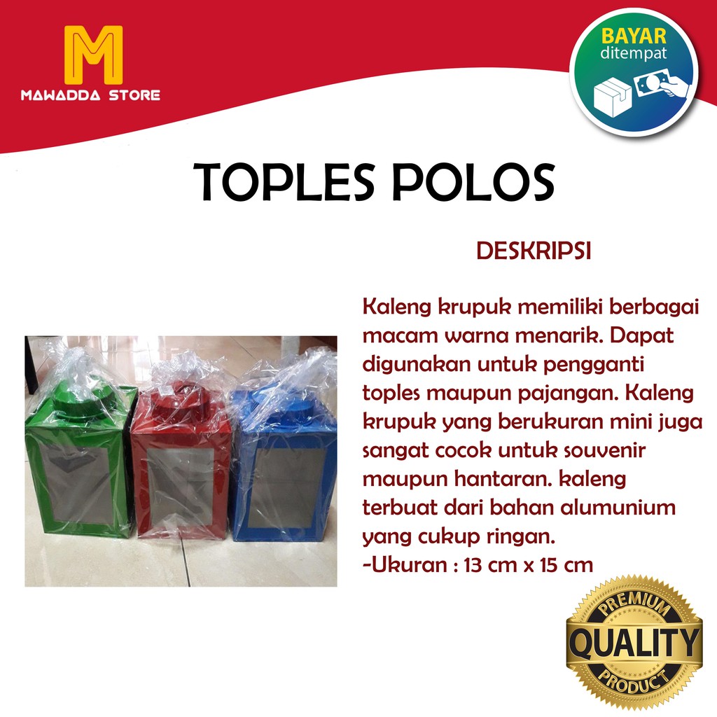 Toples Jadul Kotak Snack Kerupuk Mini Polos 13 Cm X 15 Cm