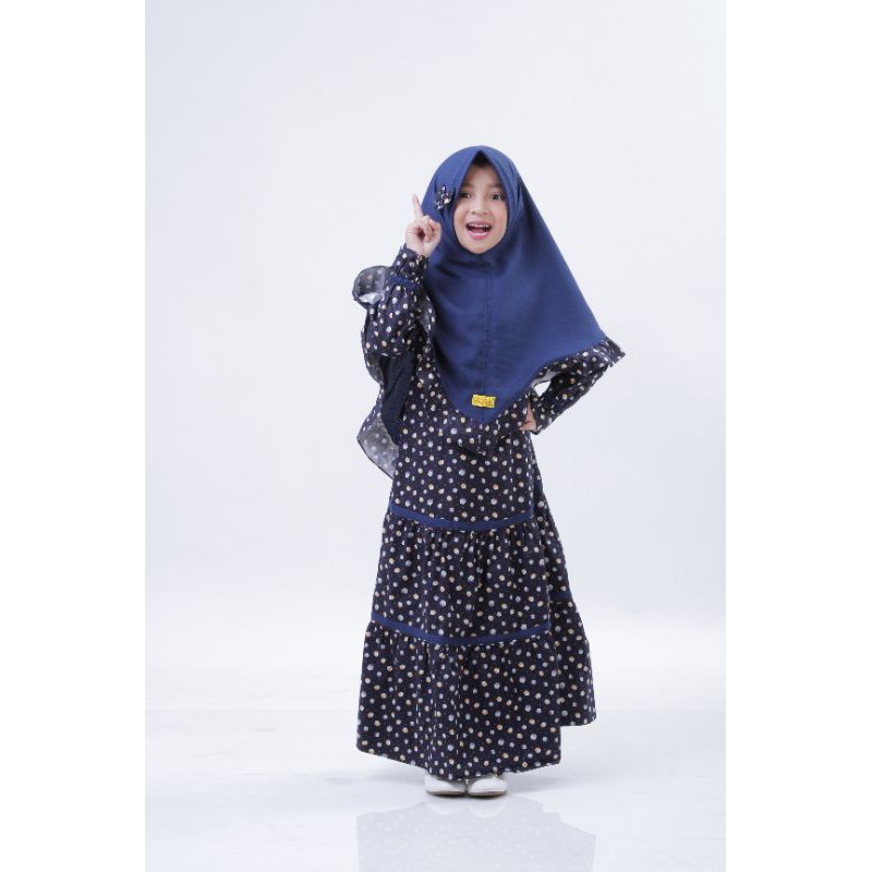 GAMIS ANAK 5-6 TAHUN SYARI JASMINE NAVY BLUE LABELLA SIMPEL MOTIF MS1-JSM KATUN JEPAng NAVI BISBAN