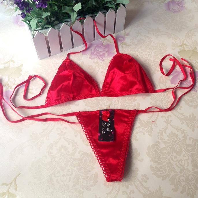 Bra bikini Celana Dalam Sexy set lingerie wanita gstring B051 - Merah, FREE