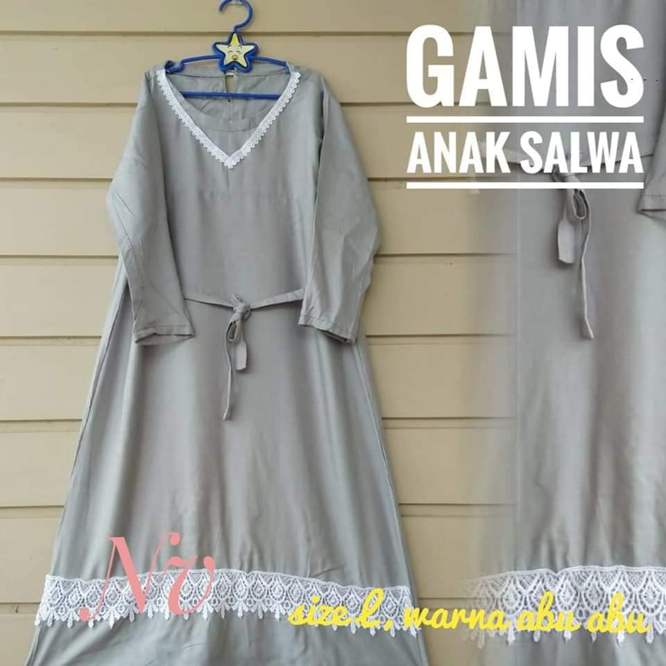 BAJU ANAK GAMIS RENDA SALWA UK L ( UMUR 6 - 8 TAHUN )