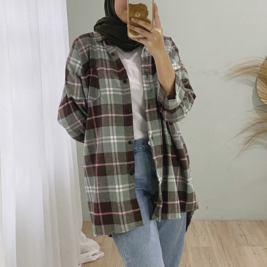 KEMEJA FLANEL BOYFRIEND KOREA MOON PREMIUM SHIRT BTS B342 CO