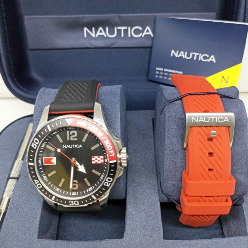 Jam Tangan Pria Nautica ( Free Tali Karet) NAPFRB926 Tali Karet / Rubber