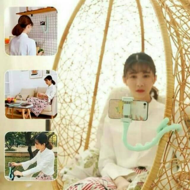 Lazypod Gurita Cute Worm Lazy Phone Holder Guritapod Lazypod Bentuk Cacing Tripod mini