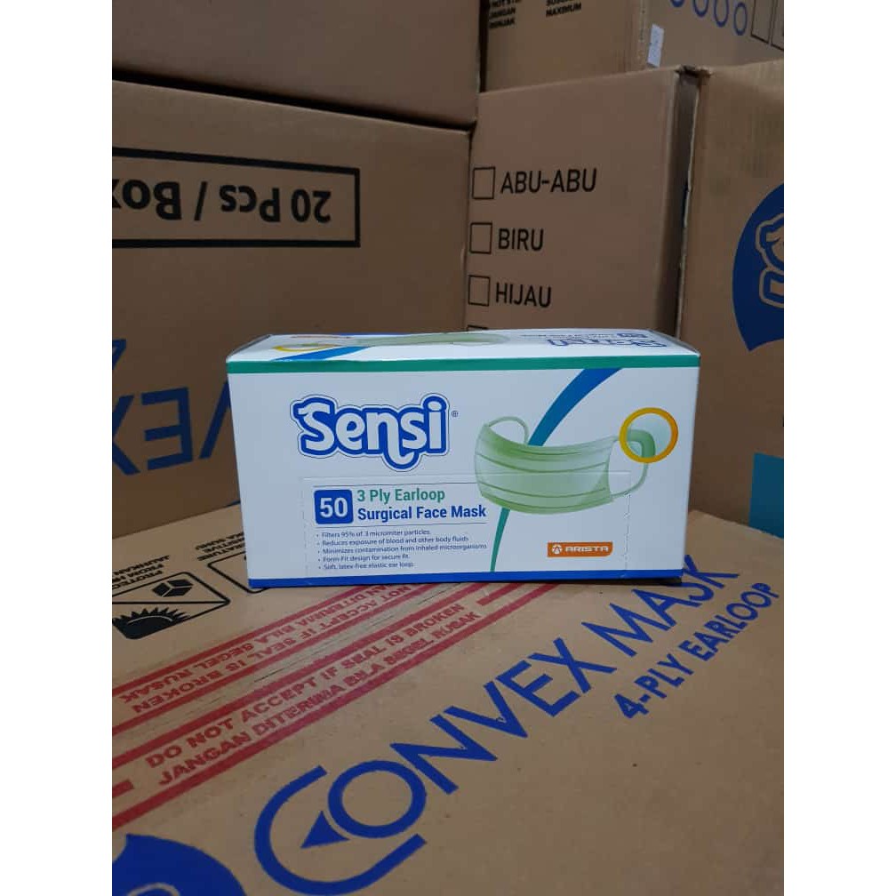 Masker Sensi Earloop / Headloop / Hijab isi 50 Surgical Face Mask