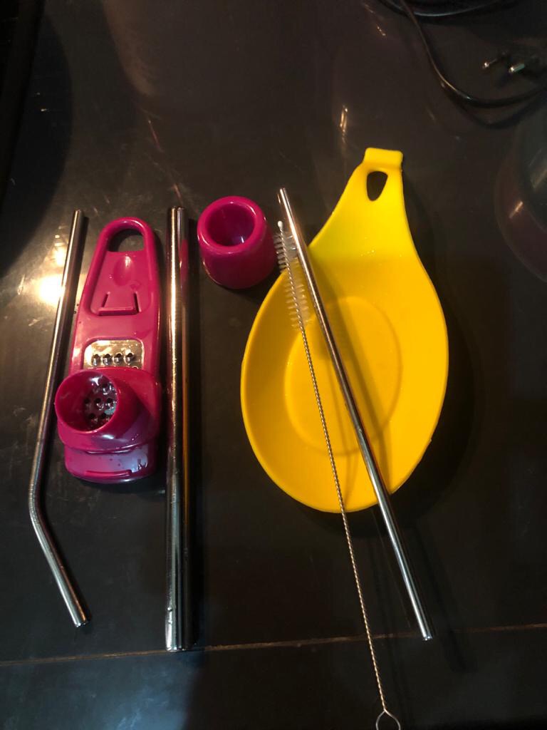 Set 5pcs Sedotan Minuman Dengan Bahan Stainless Steel Dan Warna Putih Stainless Steel Straw Straws