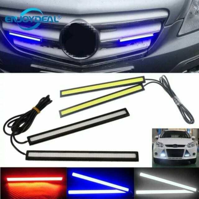 2Pcs Lampu Senja Sore Kota Kabut Mobil Drl Cob Plasma Daytime Running Light Led Car Dc 12V Universal