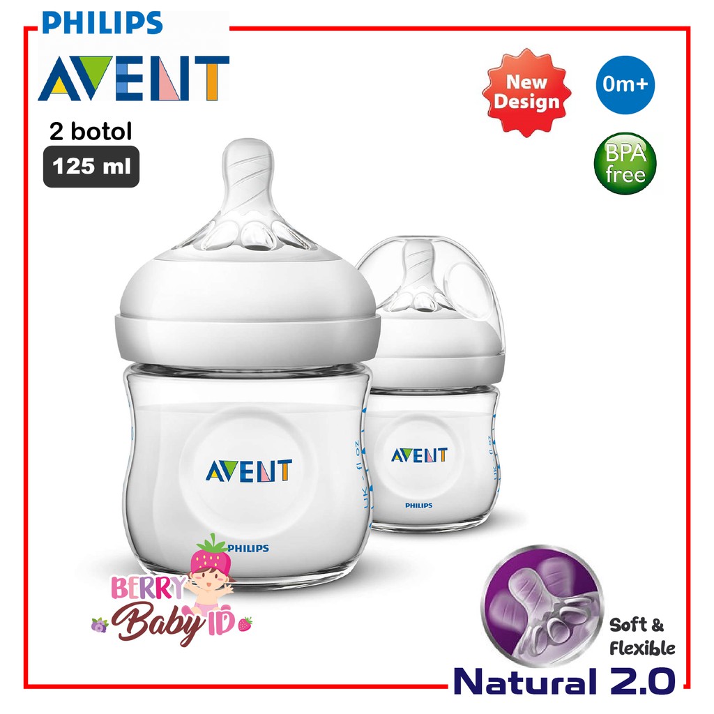 Philips Avent Natural 2 Botol Susu Bayi Twin Pack 125ml 260ml 0m+ 1m+ Berry Mart
