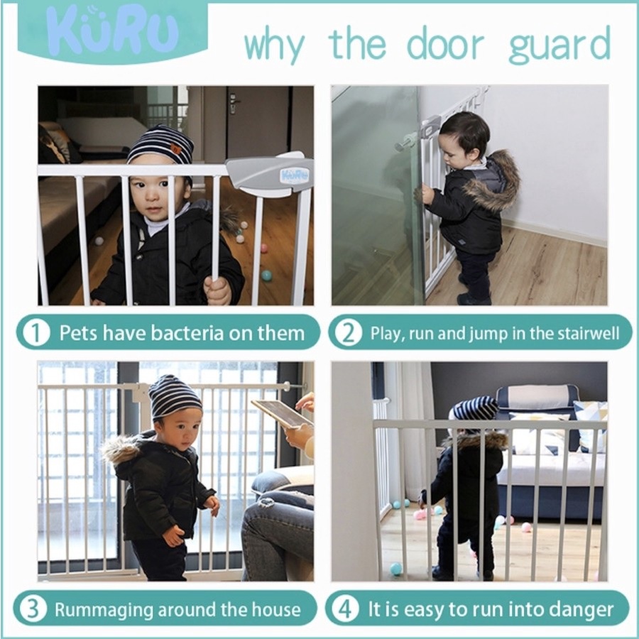 Kuru Baby Safety Gate Ukuran 75 x 84 cm Pagar Pembatas Tangga/Pintu Pagar Pelindung Bayi