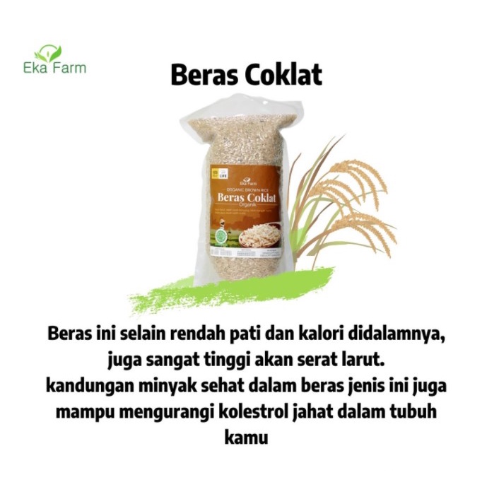 Eka Farm Beras Coklat 1kg - Brown Rice - Beras Organik Rendah Kalori