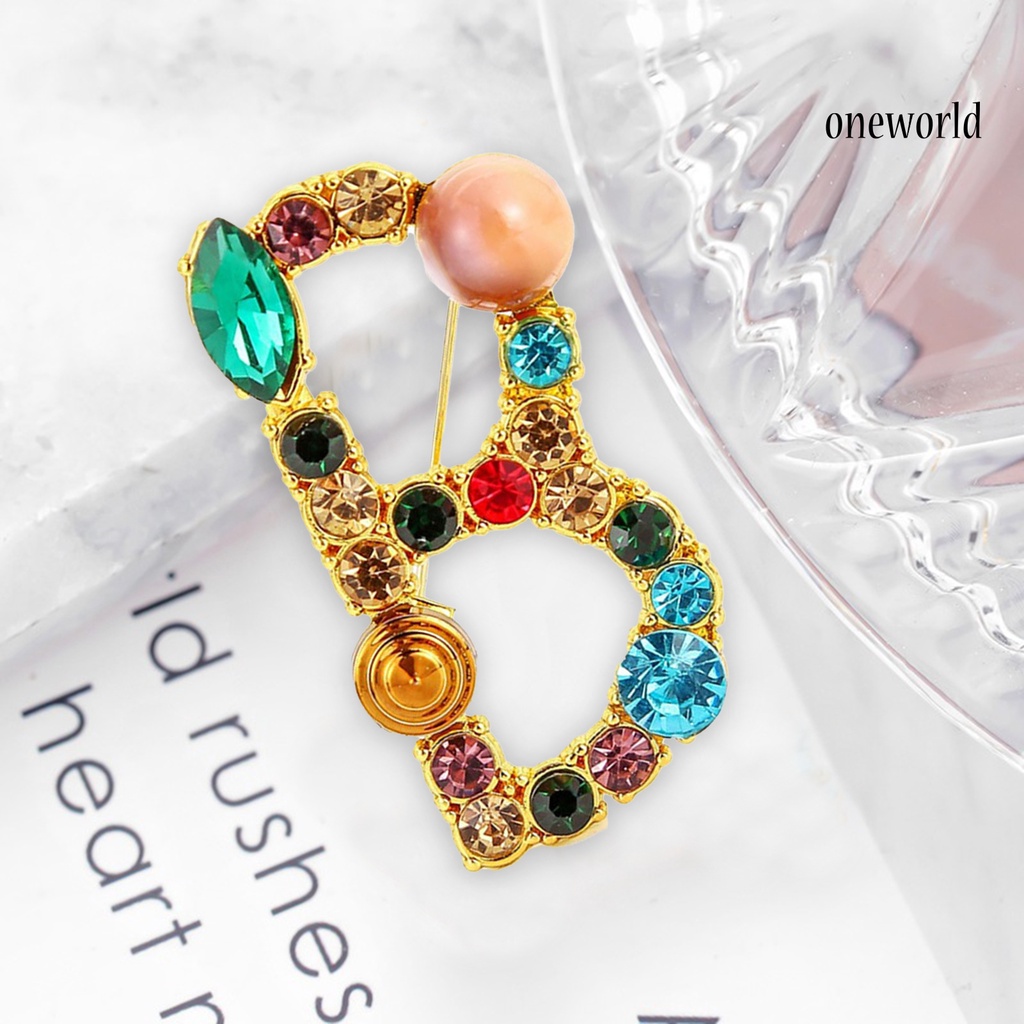 OW@ Brooch Exquisite Beautiful Colorful Letter Brooch Pin for Banquet