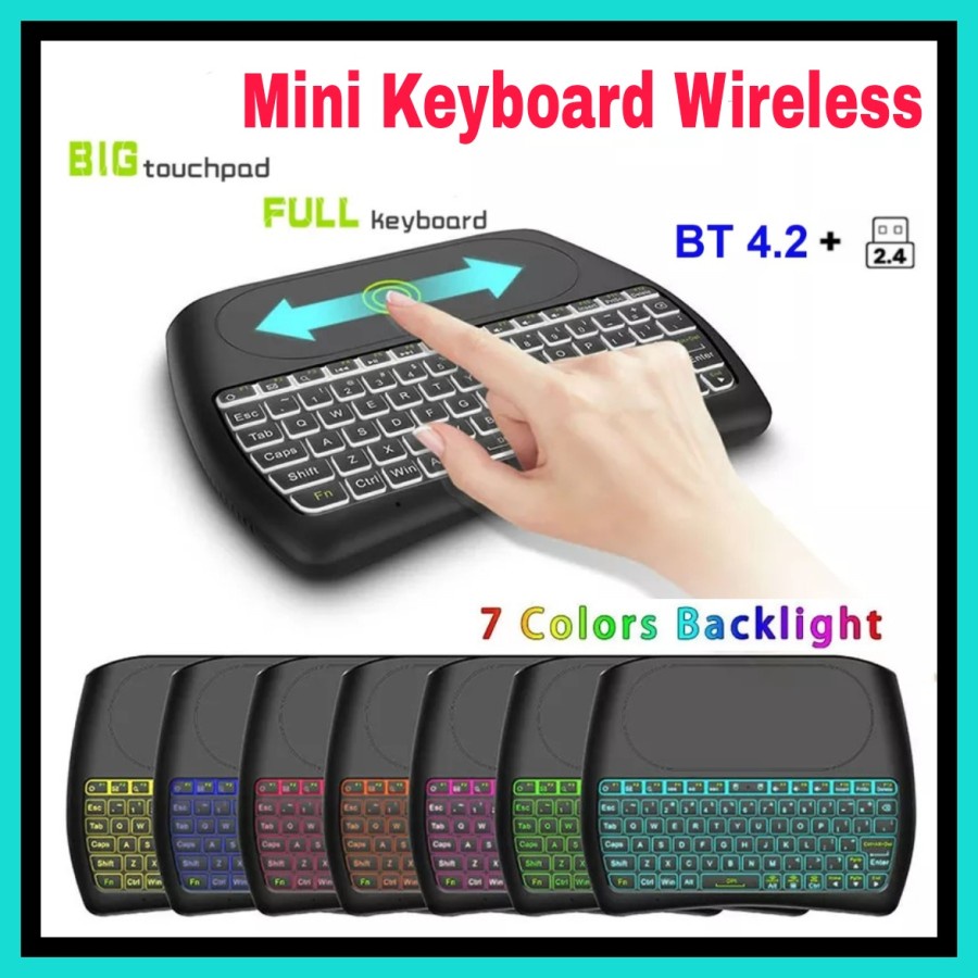 NA - Mini Keyboard TV box Wireless + Touchpad LED 7 Color Backlight D8