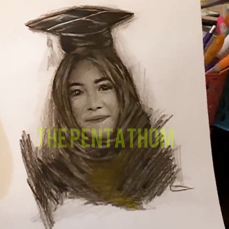 MURAH TEGA Lukis Wajah Simple Karikatur Custom Pensil Kado Lukisan Unik Hadiah