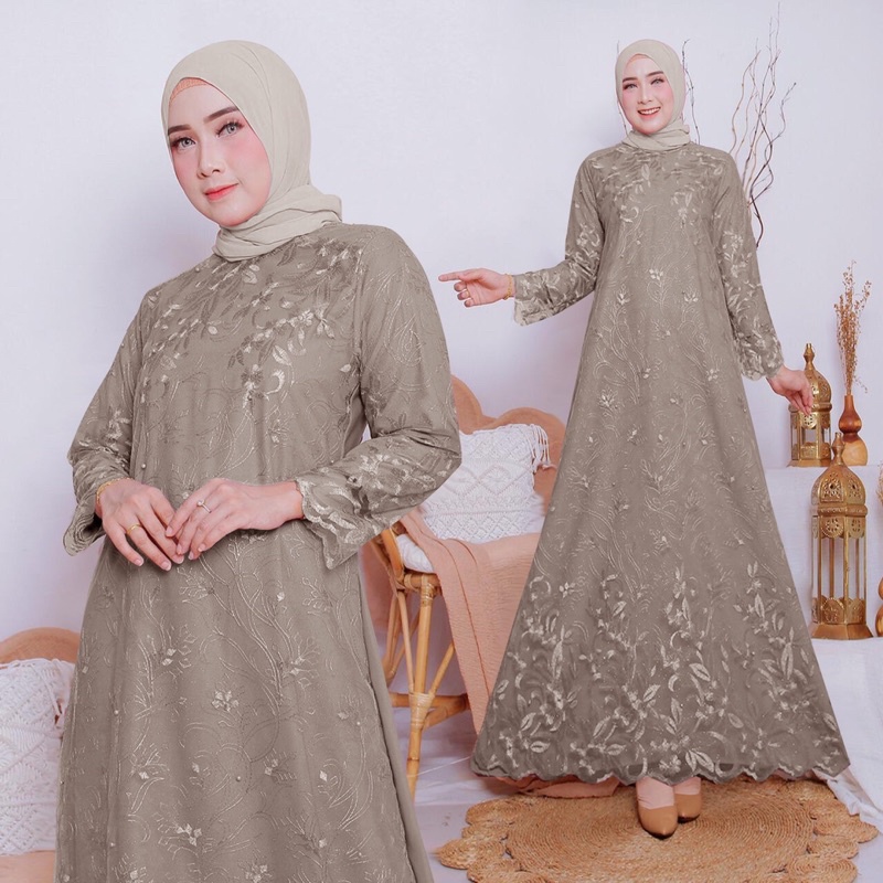 [Model Baru] Gamis Zuha / Maxi Brukat Mewah/ Seragam/ Wanita/ Kondangan/ Jumbo