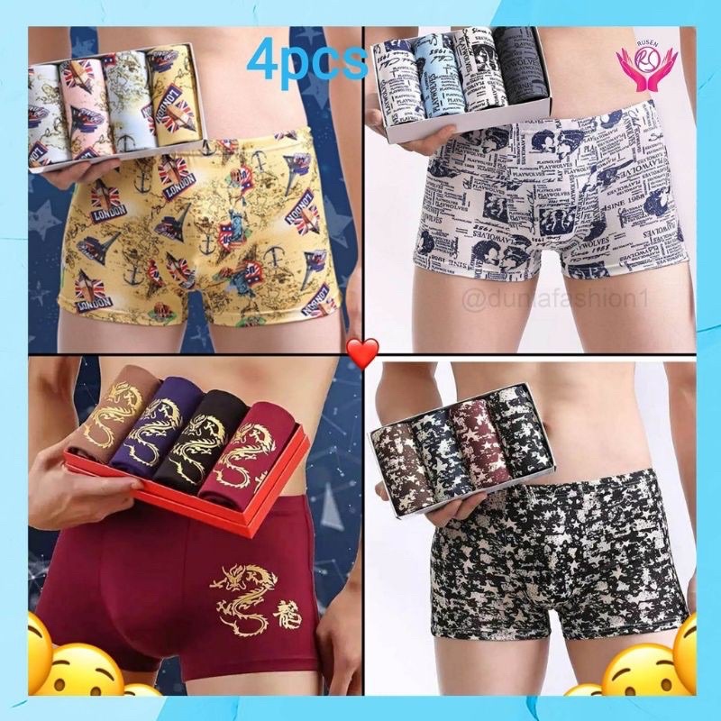 Boxer Pria Celana Dalam Terbaru isi 4pcs/box