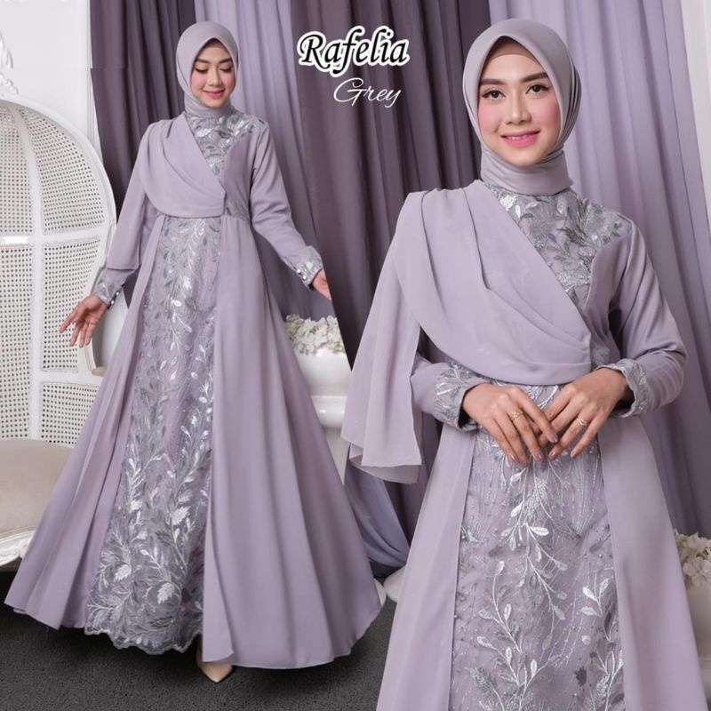 RESTOCKDress wanita terbaru rafelia baju pesta syari gamis modern dress