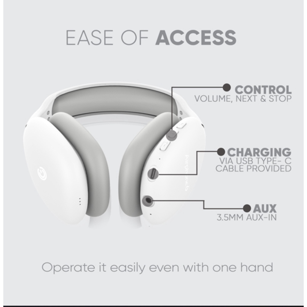 Headset SonicGear AirPhone 6 Bluetooth Headphone Wireless with Microfont Full Bass Jernih Untuk Daring Gaming | Up to 10 Hours PlayTime