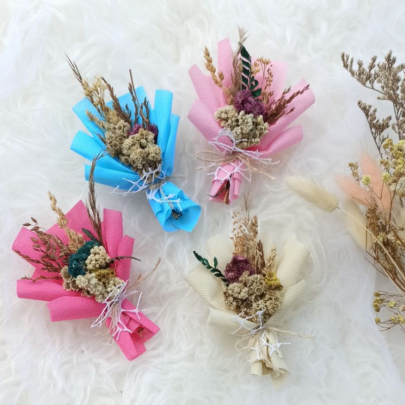 Buket bunga kering edelwais hiasan hampers