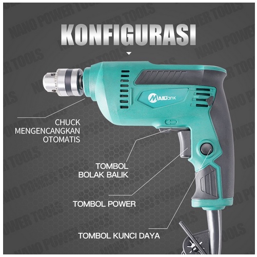 MAILTANK SH119 Mesin Bor Tangan 10mm Elektrik Drill