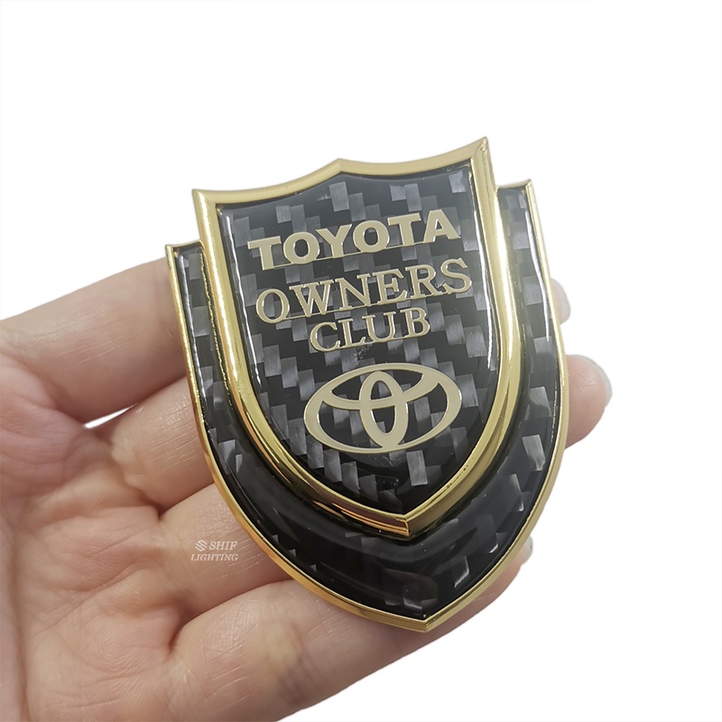 1pc Stiker Emblem Logo TOYOTA Owners Club Bahan Metal Carbon Fiber Untuk Dekorasi Mobil