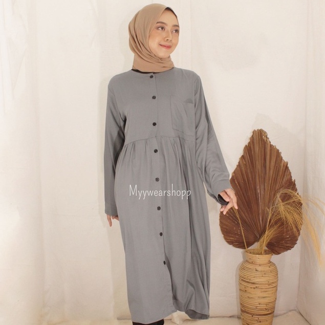 PRATIWI TUNIK-Atasan Muslim Wanita Bahan Katun Rayon Twil Adem Tunik Muslim polos ful Busui Frendly