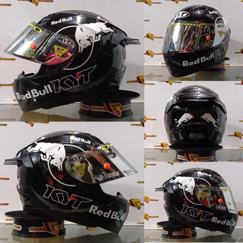 HELM KYT R10 SOLID BLACK DOFF PAKET GANTENG ORIGNAL PICT-BKGLOS REDBUL-S-S