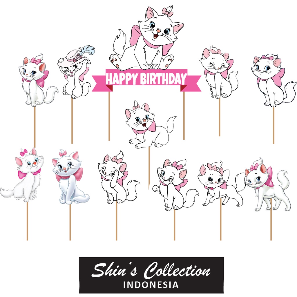 Jual Cake Topper Marie Cat (1 set isi 12 pcs) Shopee Indonesia