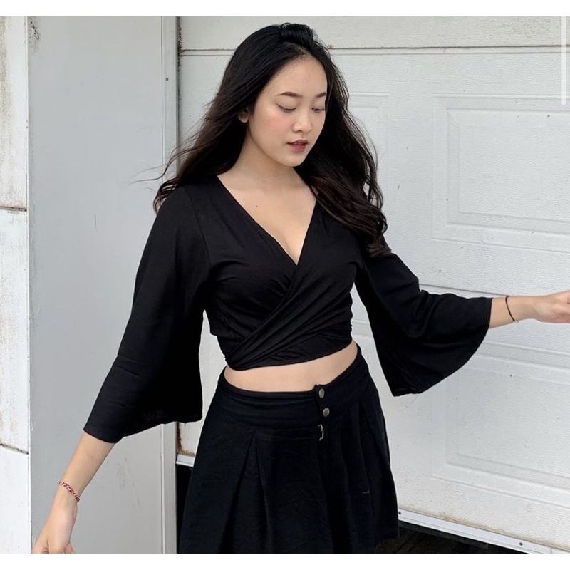 NELLA  RAYON TOP LONCENG BASIC IKAT BLOUSE ATASAN WANITA BIG SIZE L-XXXXL BY SABRINA BIG COLLECTION