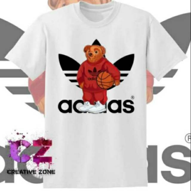 Kaos Baju Tshirt Adidas Bear Beruang Pakaian Peia Wanita Distro