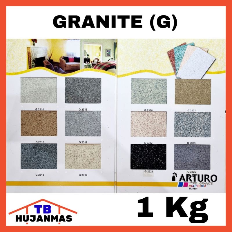 Arturo Cat Tembok Dinding Teksture Tipe Granite Multicolor System (G) 1 Kg Terbaik Tektur Texture