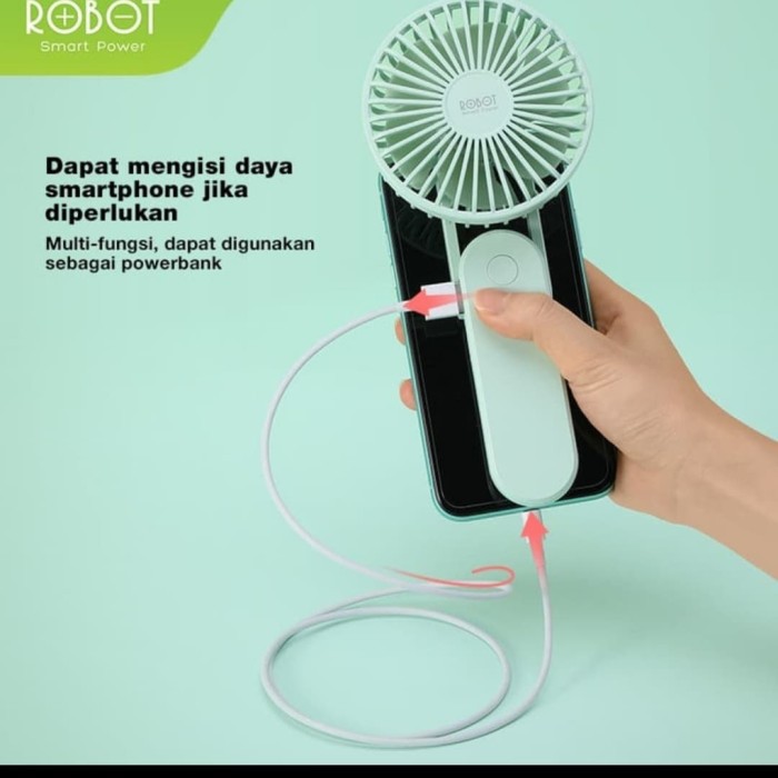 (NEW) Kipas mini Portable Lipat Robot BF11 + powerbank garansi resmi 1 tahun warna hijau (BY 88ACC)
