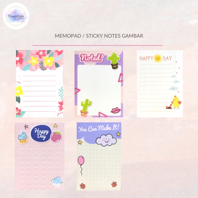 

Memopad Sticky Notes Karakter Bergambar Flowers