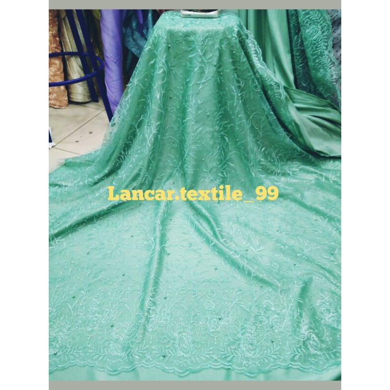 Kain Tile Mutiara Kembang Pinggir Murah Bahan Kebaya Pengantin Shopee Indonesia